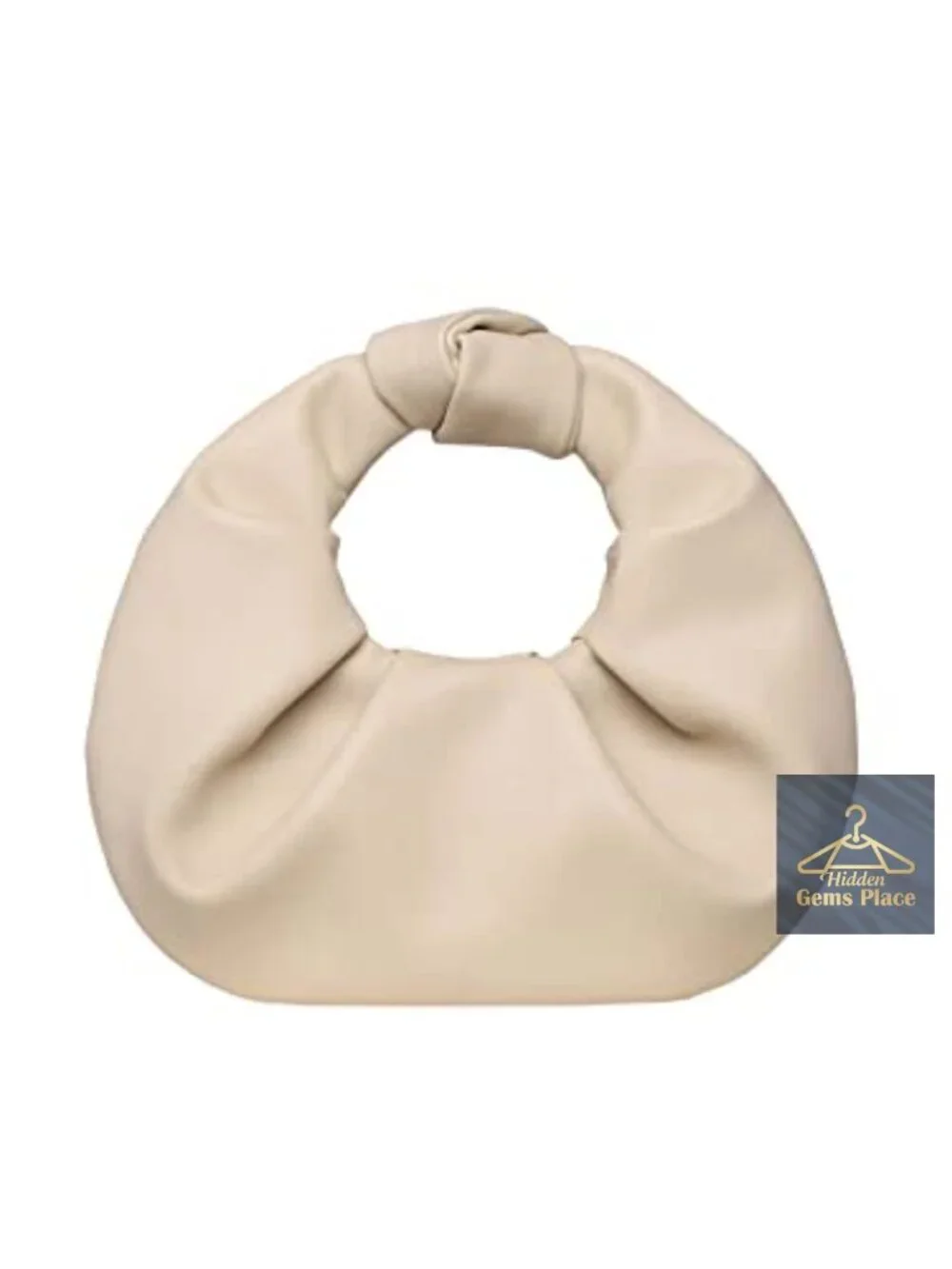 Faux Leather Ruched Evening Clutch Purse Hobo Handbag with Knot Detail
